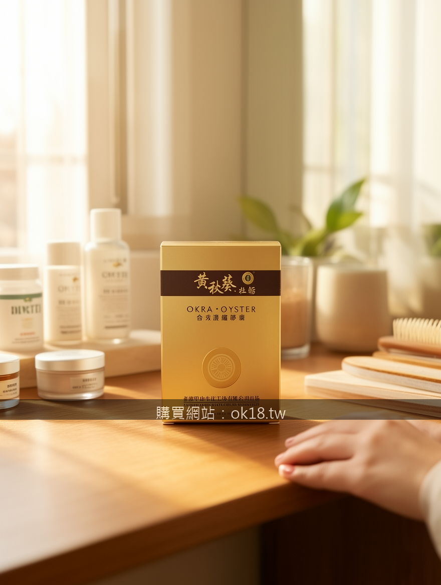 Lifestyle product photography. Place the Okra Oyster Concentrated Capsules Box (