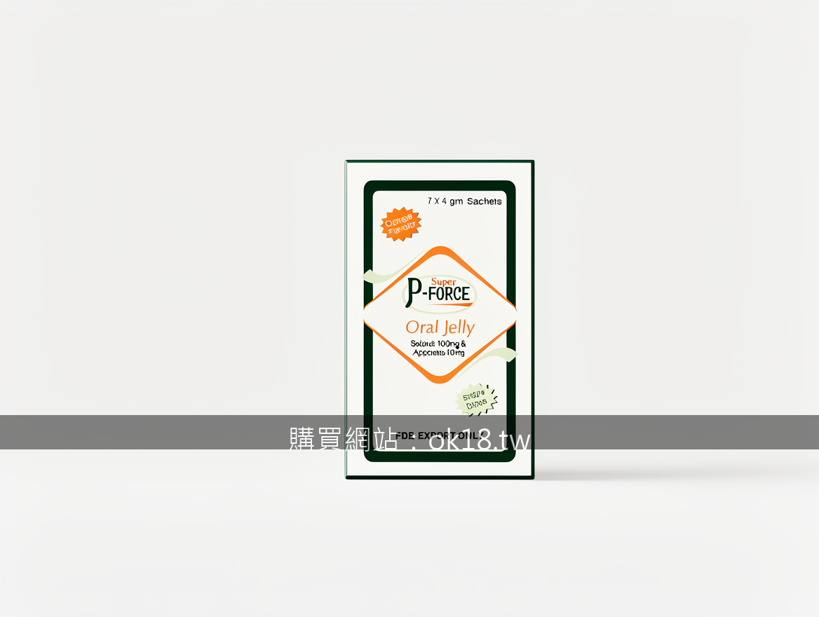 Minimalist product photography. Photograph the Super P-FORCE Oral Jelly 100mg & 