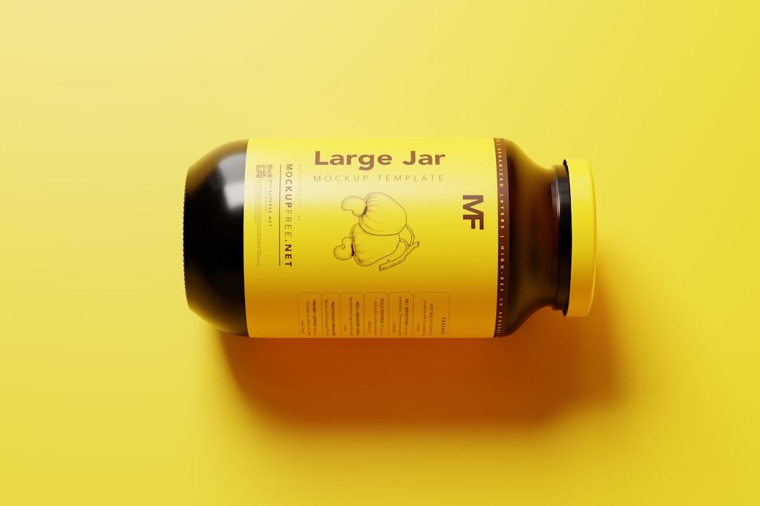 a bottle of large jar on a yellow background